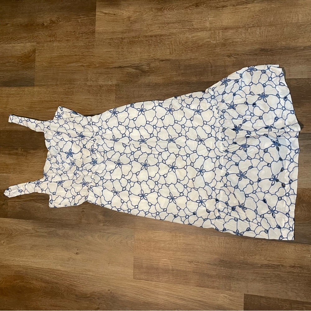 Draper James Textured White and Blue Fabric